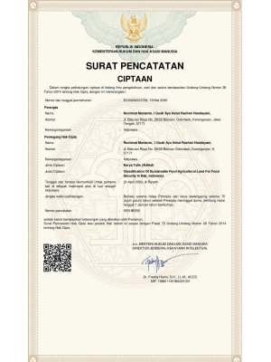 Rochmat Martanto | Karya Tulis - Classification of Sustainable Food Agricultural Land For Food Security in Bali, Indonesia | 2020