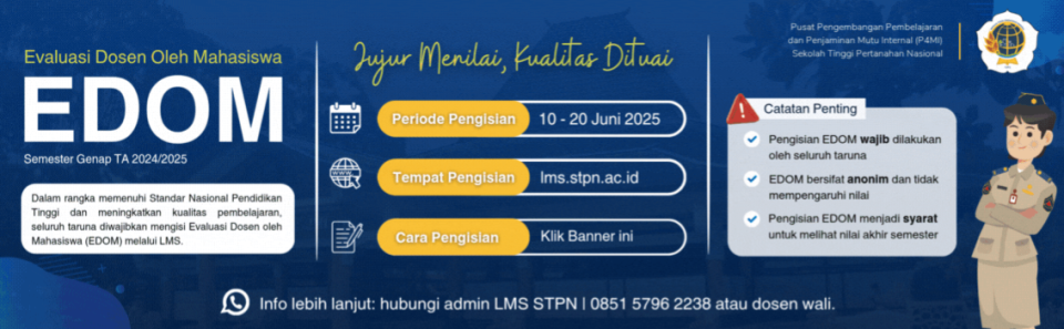 Evaluasi Dosen oleh Mahasiswa (EDOM) Semester Genap TA 2024/2025