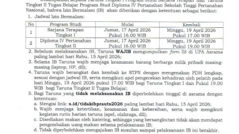 PENGUMUMAN IZIN BERMALAM